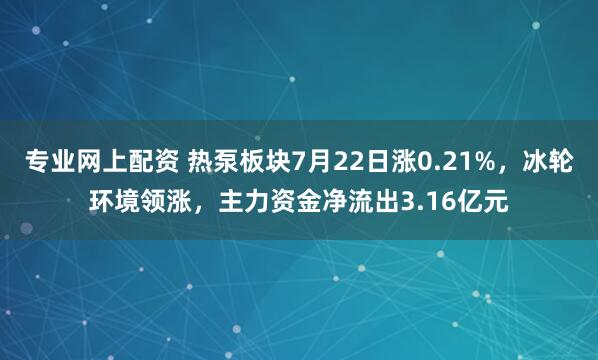 专业网上配资 热泵板块7月22日涨0.21%，冰轮环境领涨，主力资金净流出3.16亿元