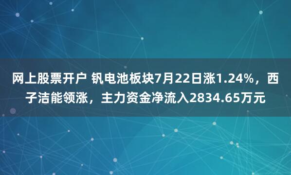 网上股票开户 钒电池板块7月22日涨1.24%，西子洁能领涨，主力资金净流入2834.65万元